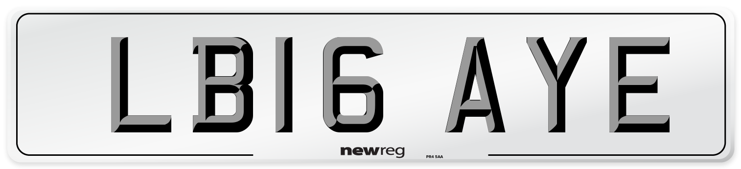 LB16 AYE Number Plate from New Reg